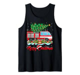 Fireman Fire Truck Xmas Tree Lighting Firefighter Christmas Tank Top