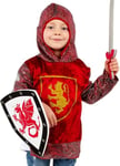 PRETEND TO BEE Royal Knight Fancy Dress Costume for Kids, Red, 5-7 Years