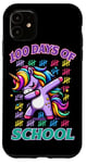 Coque pour iPhone 11 100 jours d'école à tamponner Unicorn Rainbow