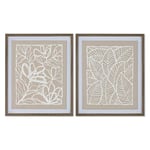 Home ESPRIT Tableau blanc beige feuille de plante urbaine 50 x 4 x 60 cm (2 unités)