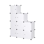 WOLTU DIY Armoire Plastique Chambre Faite de modules avec Porte pour Le Stockage de vêtements, Accessoires, Jouets, Livres,Chaussures,9 Cubes,Blanc SR0055ws