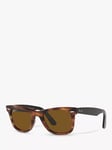 Ray-Ban RB2140 Unisex Wayfarer Square Sunglasses, Striped Havana