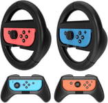 Nintendo Switch Oled Grip Manette, Couverture De Poignée Joycon Avec 2 Volants De Course + 2 Poignées De Contrôle Antidérapantes Pour Joy-Con - Noire