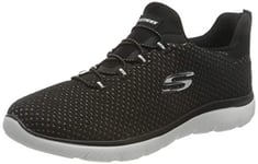 Skechers Femme Summits Bright Bezel Sneaker, Black Knit/Silver Trim, 36.5 EU