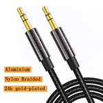 Jack 3,5 mm à angle droit Câble auxiliaire TRS Adaptateur audio stéréo Auxiliaire pour casque JBL Haut-parleurs de voiture Xiaomi Redmi MP3/4 Téléphone, tresse noire - 0,9 m