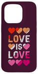 Coque pour iPhone 15 Pro Lesbienne, Cœurs, L'amour est l'amour, Fierté LGBT