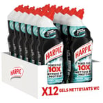 Harpic Gel WC Power Plus nettoyant surpuissant taches tenaces - nettoyant WC antibactérien - efficace sans brosse - lot de 12