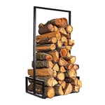 G-Rack Firewood Log Store - Keep Firewood Next to Your Fireplace or Stove - Keep Logs Dry - Log 95x50x35cm Metal Construction for Indoor/Outdoor - Sturdy Frame for Heavy Logs - Medium, Black