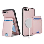 Ｈａｖａｙａ for Coque iPhone 7 Plus Compatible avec Magsafe Etui für iPhone 8 Plus avec Porte Cartes détachable Coque Portefeuille Cuir pour Femmes et Hommes- Rose