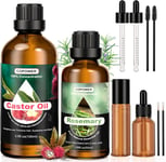 Rosemary Oil for Hair Growth 50ml - Castor Oil 100ml, Hair Growth Oil 100% Pure