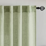 MIULEE Rideaux Rideau Voile Modernes Rideaux en Lin Translucide pour Deux Portes de Balcon Rideaux pour Salon Chambre à Coucher Lot de 2 Vert HxL 260x140 cm