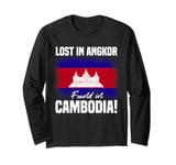 Lost In Angkor Found In Cambodia Flag Angkor Wat Travel Long Sleeve T-Shirt