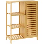 Tagères de Rangement en Bambou à 4 Niveaux avec Armoire de Rangement sur Pied Support pour Four à Micro-Ondes de Cuisine, Salon ou Salle de Bain