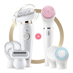 Braun Silk-épil 9 Flex Beauty Set Epilator With Flexible Head for Easier Hair Removal, Electric Shaver & Trimmer, FaceSpa, Pressure Guide, Wet & Dry, UK 2 Pin Plug, 9-100, White