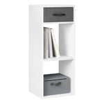 WOLTU Bibliothèque, Meuble de Rangement à 3 Niveaux avec Tiroir, Étagère Autoportante, Étagère Cubique Ouverte, pour Bureau, Chambre à Coucher, Salon, Chambre d'enfant, Blanc, SK055ws