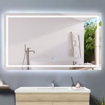 Acezanble - 150x80cm miroir de salle de bain anti-buée, miroir led avec éclairage, miroir mural cosmétique lumineux,interrupteur tactile