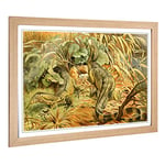 Big Box Art Framed Print of Vintage Brehms Tierleben 1913 Water Monitor Design | Wall Art Picture | Home Decor for Kitchen, Living Room, Bedroom, Hallway, Oak, A2 / 24.5x18 Inch / 62x45cm