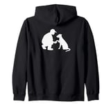 Man and Loyal Dog are Friends Giving Paw Handshake Zip Hoodie