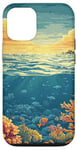 Coque pour iPhone 12/12 Pro Océan avec récifs coralliens vintage paysage graphique