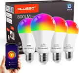 ALUSSO WiFi Smart Bulb A60 E27 LED Bulbs, Edison Screw Alexa Light Bulbs,10W & 4