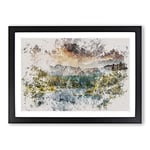 Big Box Art Forest and Lake Vol.4 Watercolour Framed Wall Art Picture Print Ready to Hang, Black A2 (62 x 45 cm)