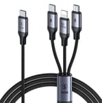 SiGN 3-i-1 USB-C til Lightning, USB-C, Micro-USB, 1,2 m - svart