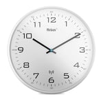 Mebus 13080 Horloge Murale Radio-pilotée silencieuse avec Cadre Blanc et Cadran Blanc Idéal pour Le Salon et la Cuisine 30 cm