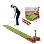 VEVOR Tapis de Putting de Golf avec 2 Trous, Tapis d'entraînement de Golf sans Plis pour l'intérieur, avec Retour Automatique de Balle, Guide d'alignement, 3 balles, Base en Bois, pour Maison, Bureau