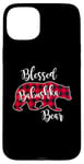 Coque pour iPhone 15 Plus Blessed Babushka Bear Red Buffalo Check Plaid Cadeau pour grand-mère