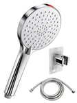 SREWOHS Pommeau de Douche avec Support Tuyau – Pommeau Douche Haute Pression Anticalcaire, Pommeau Douche Economie Deau avec 5 modes 125 mm de large Salle de Bain