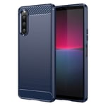 Sony Xperia 10 V Skal med borstad fiber textur - Blå