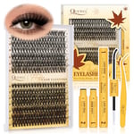 QUEWEL Kit-Extension-Cils, 280PCS 3D 40+50 Faux-Cils fluffy Mixte 12-18mm Extension Cils Souples avec Colle Faux Cils and Seal, et Pince Extension De Cils Facile DIY à la Maison(Kit Fluffy-40+50D)