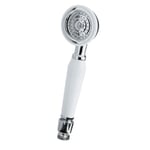 Nuie Small Traditional Shower Handset White & Chrome Bathroom Hand Held Shower