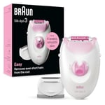 Braun Silk-épil 3, Corded Epilator for Hair Removal, Weeks of Smooth Skin, with Lady Shaver Head & Trimmer Comb, 3-031, Pink