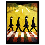 Abbey Road Abstract Stylised Beatles Boho Landscape Red And Ochre Art Print Framed Poster Wall Decor 12x16 inch