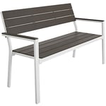 TecTake® Banc de Jardin Solide en Aluminium et Polystyrène Effet Bois, Banquette de Jardin Banc Résistant aux intempéries, Mobilier de Jardin pour Amenagement Balcon Terrasse Veranda Pergola