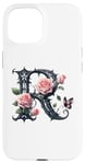 Coque pour iPhone 15 Letter R Initial Floral Monogram Rose Pink Flower Butterfly