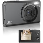 WOLFANG Digital Camera, 4K Kids Camera for Photography, 56MP Compact Vlogging Camera, 16X Digital Zoom Video Camera, Auto Focus Point and Shoot Digital Cameras, Gift for Students Teens