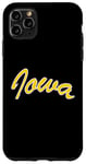 Coque pour iPhone 11 Pro Max Retro Iowa Script Tee Iowa Noir Or Iowa Throwback Fun Tee