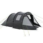 Outsunny 3-4 Persons Tunnel Tent, Two Room Camping Tent w/ Windows, Black