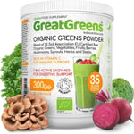 GreatGreens - Organic Super Greens Powder - Large 300g Blend 35 Raw Superfoods 