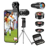 Apexel Cell Phone Camera Lens-22X telephoto Lens +25X Macro Lens+120° Wide Angle Lens+205°Fisheye 4 IN 1 Phone Lens Kit with tripods for iphone 11 pro huawei P30 Samsung and More