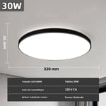 Modernit LED-kattovalot 18W 30W himmennettävä pyöreä kattolamppu 220V olohuoneeseen makuuhuoneeseen keittiöön sisävalaistus Viileä valkoinen 30w musta