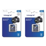 Integral 16GB SD card High Speed memory SDHC Up to 100MB/s V10 UHS U1 (Pack of 2)