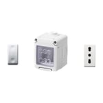 GEWISS - DY01003 Récipient pour appareils 27 Combi protégé 2 Places Gris RAL 7035 IP55 avec Nr. 1 Prise bivalente Blanche, Nr. 1 déviateur Blanc