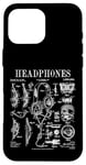 Coque pour iPhone 16 Pro Max Casque audio vintage breveté DJ Gamer Podcaster Musique