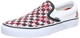 Vans Unisex Classic Slip-On Trainers, White/Red/Black, 8 UK