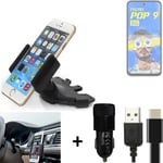 support rádio pour Tecno Pop 9 5G + CHARGEUR titulaire Autoradio Smartphone uni