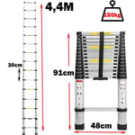 14.4FT Échelle télescopique légère 4,4m Echelle Pliante Aluminium avec Le mécanisme de rétraction, Charge Maximale 150kg, Sûre et Solide, Extensible