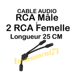 Câble 1 RCA Mâle vers 2 RCA Femelle Trés Haute Qualité Fiches DOREES Long 20 cm